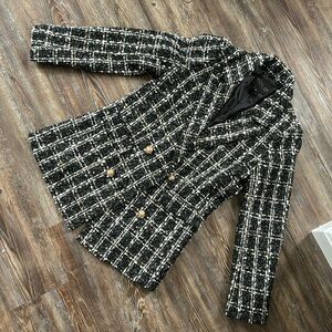 Rachel Zoe Black and White Plaid Blazer